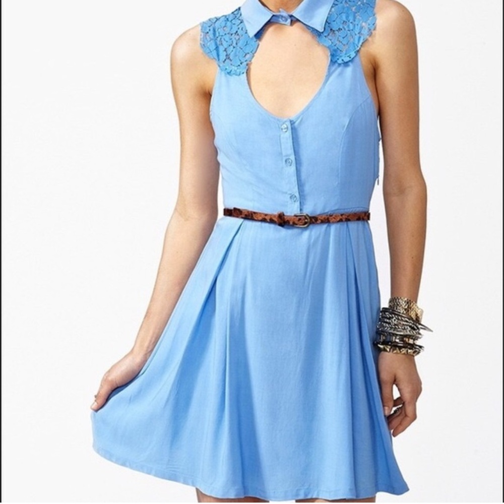 Nasty Gal NWOT Blue Lace Collar Skater Dress (Size S)
